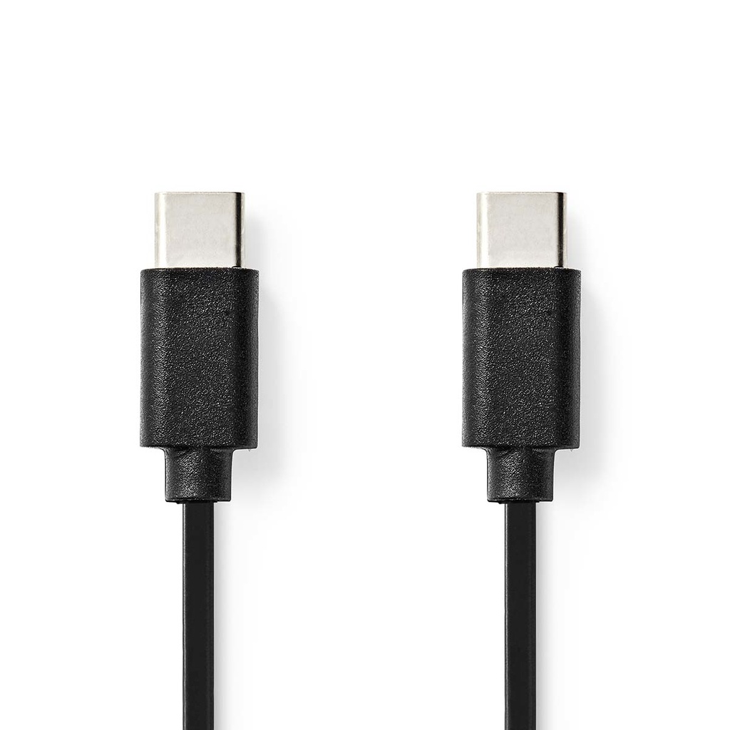 Câble USB | USB 2.0 | USB-C™ Mâle | USB-C™ Mâle | 60 W | 480 Mbps | Plaqué nickel | 1.00 m | Rond | PVC | Noir | Label