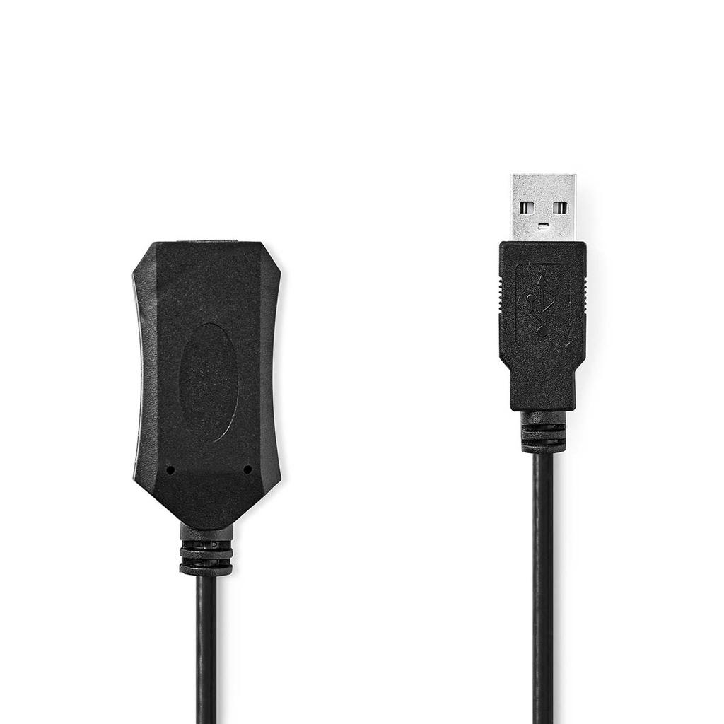 Câble USB actif | USB 2.0 | USB-A Mâle | USB-A Femelle | 480 Mbps | 10.0 m | Rond | Plaqué nickel | PVC | Cuivre | Label