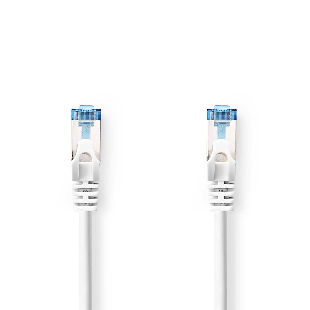 Câble réseau CAT6a | S/FTP | RJ45 Male | RJ45 Male | 1.00 m | Snagless | Rond | LSZH | Blanc | Label
