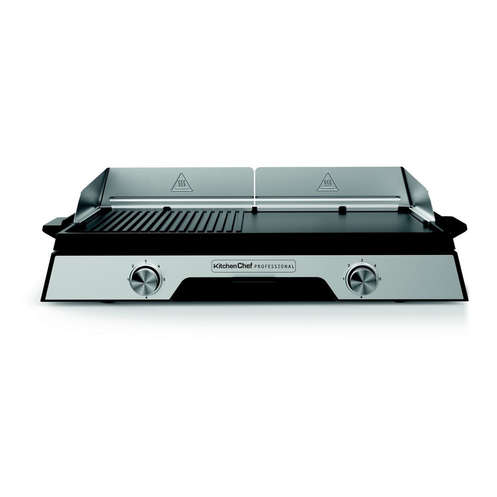 gril électrique noir PLANCHADUO2200 KITCHENCHEF