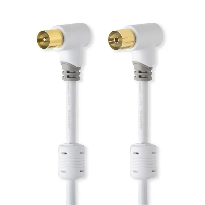 Câble coaxial 100 dB Gestimum 5,0 m Blanc Mâle/Femelle Coudé