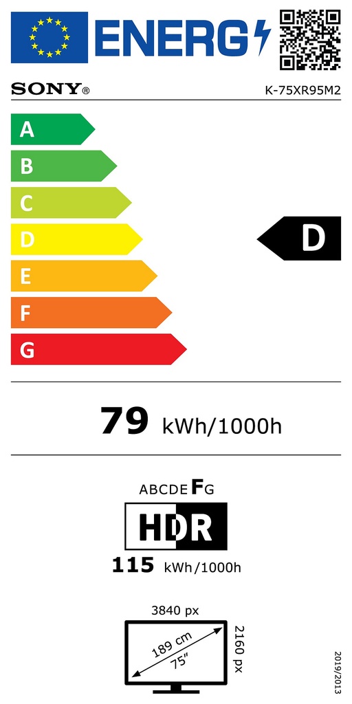 TV QLED MINI LED 190,5 cm (75") 4K Ultra HD Smart K75XR95M2PB Sony